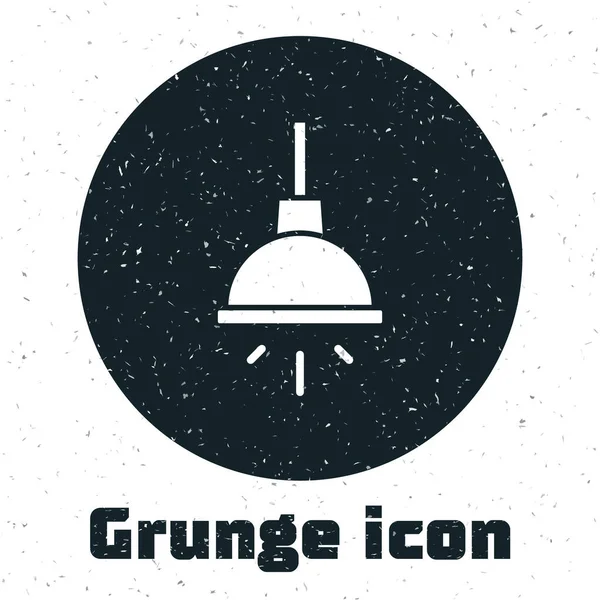 Grunge吊灯图标隔离在白色背景 单色复古绘画 — 图库矢量图片