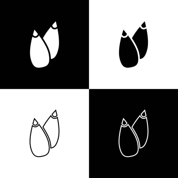Samen Eines Bestimmten Pflanzensymbols Isoliert Auf Schwarzem Und Weißem Hintergrund — Stockvektor