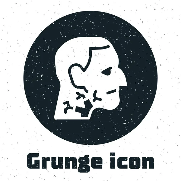 Grunge Icône Cancer Gorge Isolé Sur Fond Blanc Cancer Larynx — Image vectorielle