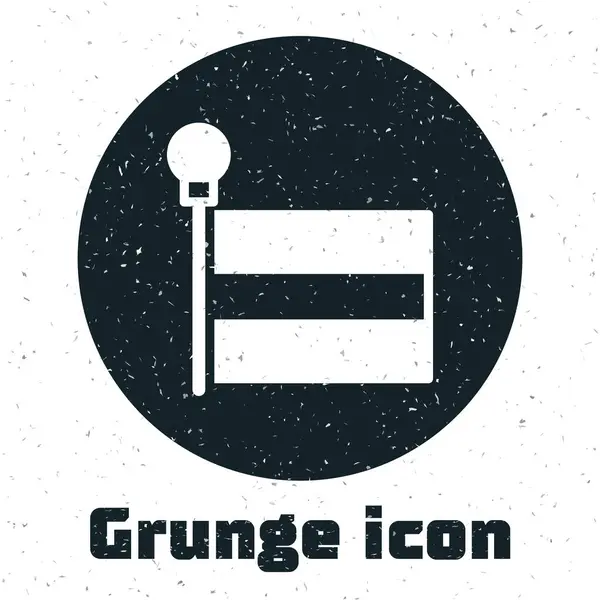 Grunge Flag Icon Isolated White Background Location Marker Symbol Monochrome — Vector de stock