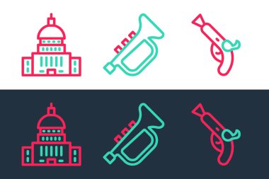 Klasik silahlar, Beyaz Saray ve Trompet ikonu. Vektör