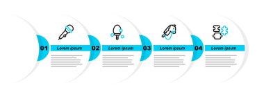 Bulmaca parçaları oyuncağı, oyuncak at, raket ve mikrofon ikonu. Vektör