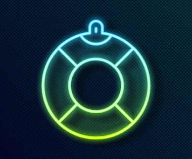 Parlayan neon hattı Lifebuoy simgesi siyah arkaplanda izole edildi. Can simidi sembolü. Vektör.