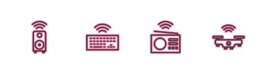 Akıllı stereo hoparlör, radyo, kablosuz klavye ve İHA simgesi ayarla. Vektör.