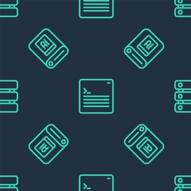 Çizgi ağ geliştirici programlama kodunu yapay zeka yapay zeka ve sunucu verisini kusursuz desen üzerine ayarla. Vektör.