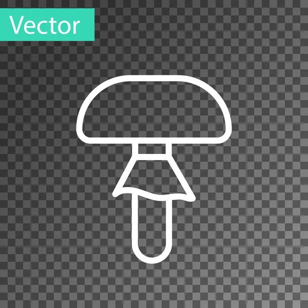 White Line Mushroom Icon Isolated Transparent Background Vector — Stock Vector