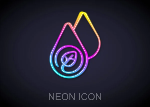 Glödande Neon Line Vatten Energi Ikon Isolerad Svart Bakgrund Ekologi — Stock vektor