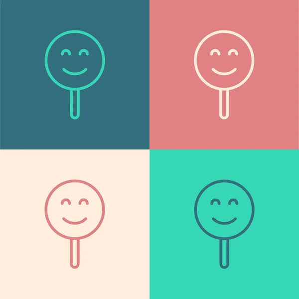 Pop Art Line Smile Face Icon Isolated Color Background Smiling — Image vectorielle
