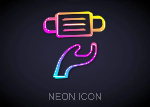 Zářící Neonová Linie Ikona Lékařské Ochranné Masky Izolované Černém Pozadí — Stockový vektor