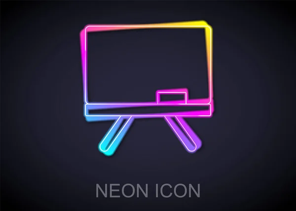 Glowing Neon Line Chalkboard Icon Isolated Black Background School Blackboard — Stock Vector