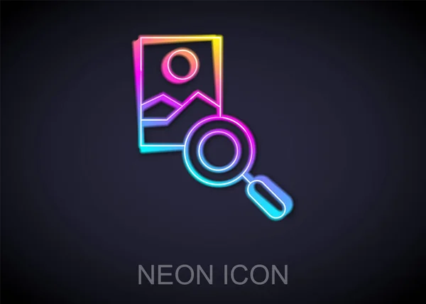 Glödande Neon Line Foto Retuschering Ikon Isolerad Svart Bakgrund Fotograf — Stock vektor