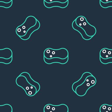 Çizgi Süngeri simgesi siyah arkaplanda izole edilmiş. Bulaşık yıkamak için bir tutam Bast. Temizlik hizmeti konsepti. Vektör