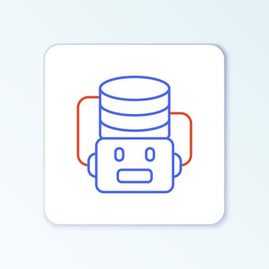 Çizgi Yapay Zeka robot simgesi beyaz arkaplanda izole edildi. Makine öğrenme, bulut hesaplama. Renkli taslak konsepti. Vektör