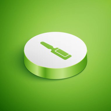 Isome diş ağrısı ağrı kesici tablet ikonu yeşil arka planda izole edilmiş. Diş bakımı ilacı. Kapsül hapı ve ilaç. Eczane tasarımı. Beyaz daire düğmesi. Vektör.