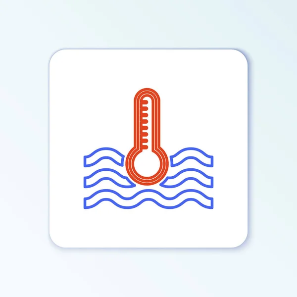Линия Вода Термометр Измерения Тепла Холода Значок Изолирован Белом Фоне — стоковый вектор