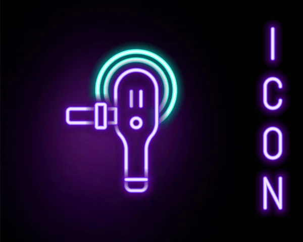 Leuchtende Neon Linie Winkelschleifer Symbol Isoliert Auf Schwarzem Hintergrund Buntes — Stockvektor