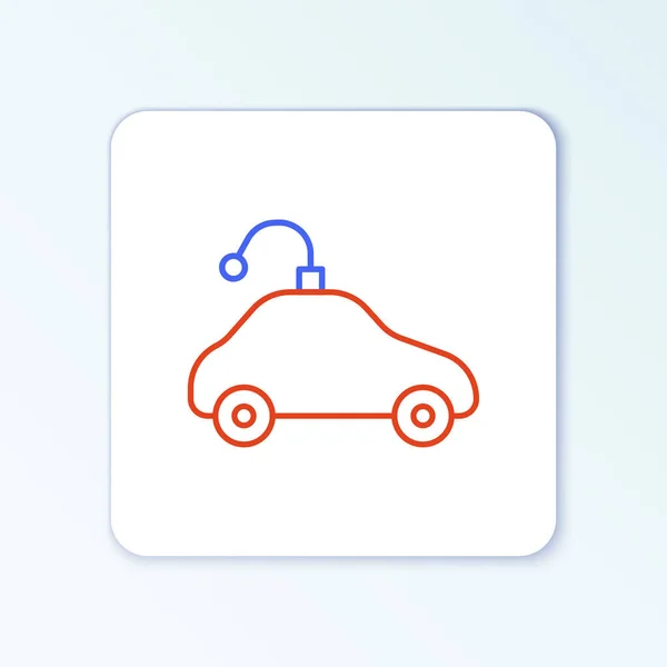 线路机控制的汽车玩具图标隔离在白色背景上 控制遥控车玩具 五彩缤纷的概念 — 图库矢量图片