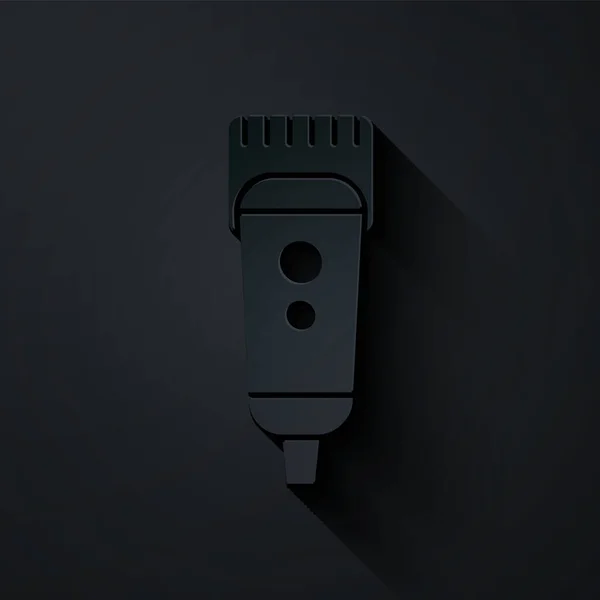 Papierschnitt Elektrische Haarschneidemaschine Oder Rasierer Symbol Isoliert Auf Schwarzem Hintergrund — Stockvektor