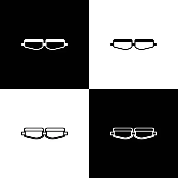 Setzen Sie Das Symbol Der Schutzbrille Isoliert Auf Schwarzem Und — Stockvektor