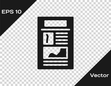 Siyah Haber simgesi şeffaf arkaplanda izole edildi. Gazete tabelası. Kitle iletişim sembolü. Vektör.