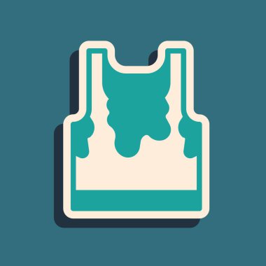 Yeşil, terli, kolsuz tişört ikonu yeşil arka planda izole edilmiş. Uzun gölge tarzı. Vektör