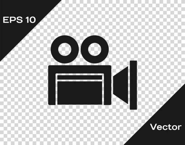 Black Cinema Camera Icon Isolated Transparent Background Video Camera Movie — Stock Vector