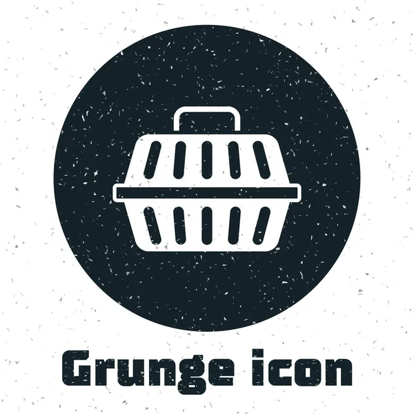 Grunge Pet Carry Case Icon Isoliert Auf Weißem Hintergrund Transportbehälter — Stockvektor