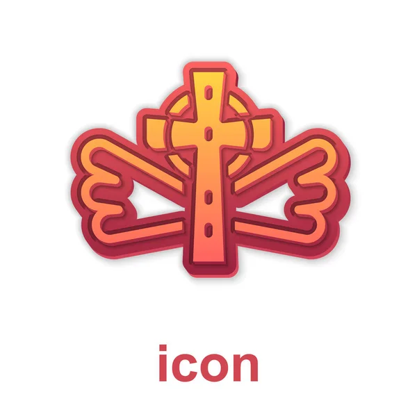 Золотой Христианский Крест Икона Белом Фоне Церковный Крест Вектор — стоковый вектор