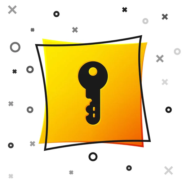 Black House Schlüsselsymbol Isoliert Auf Weißem Hintergrund Gelber Quadratischer Knopf — Stockvektor