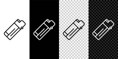 Çizgi Aydınlatma simgesi siyah beyaz, şeffaf arkaplanda izole edildi. Vektör