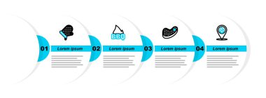 Ateş alevi, biftek eti, barbekü ve fırın eldiveni olan bir yer ayarla. Vektör