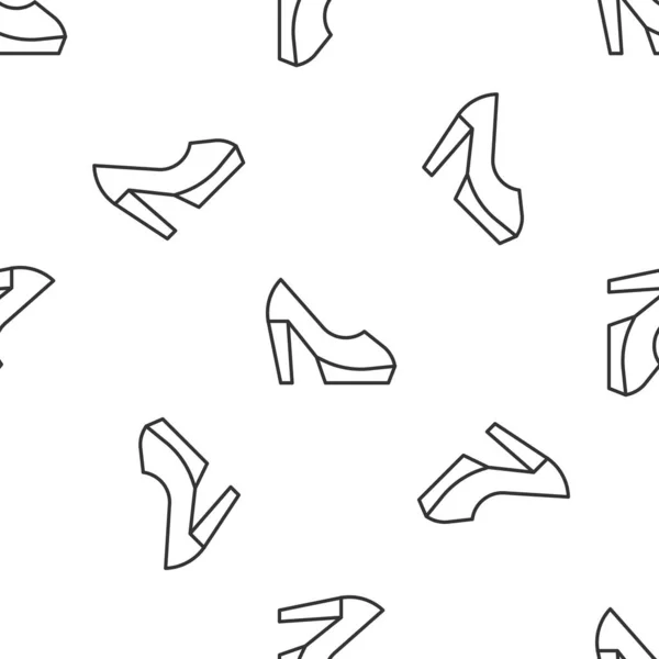 Ligne Grise Chaussure Femme Avec Icône Talon Haut Motif Isolé — Image vectorielle