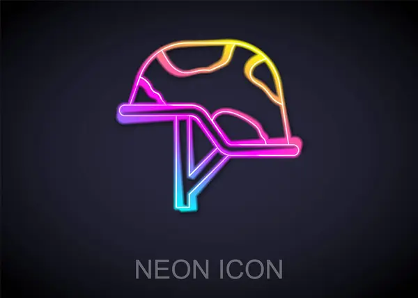Leuchtende Neon Linie Military Helm Symbol Isoliert Auf Schwarzem Hintergrund — Stockvektor