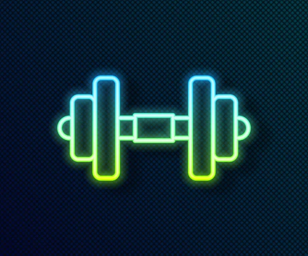 Glowing Neon Line Dumbbell Icon Isolated Black Background Muscle Lifting — Stock Vector