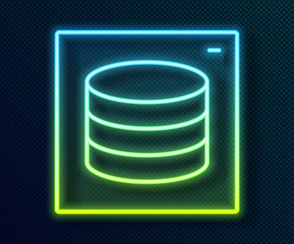 Gloeiende Neon Lijn Server Data Web Hosting Pictogram Geïsoleerd Zwarte — Stockvector