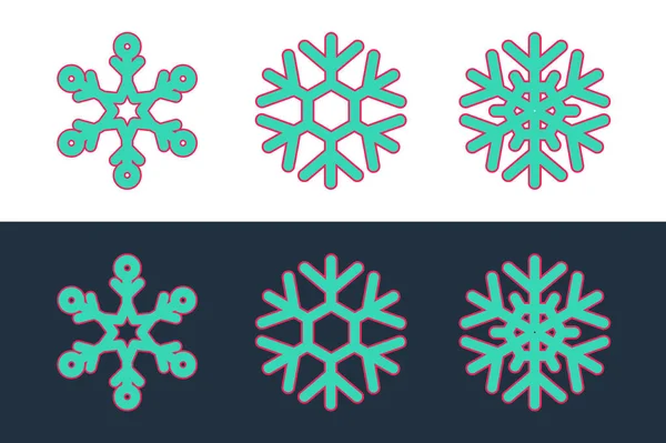 Set Line Snowflake Icon Vector — Image vectorielle