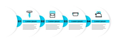 Kettle 'ı sapı, tenceresi, reçel kavanozu ve şarap tirbuşonu ikonu ile ayarla. Vektör
