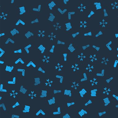 Ormanın konumu, çapraz oklar, el feneri ve İsviçre çakısı kusursuz desenli. Vektör.