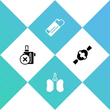 Elektronik sigara, akciğerler, Çakmak ve Şeker ikonu yok. Vektör