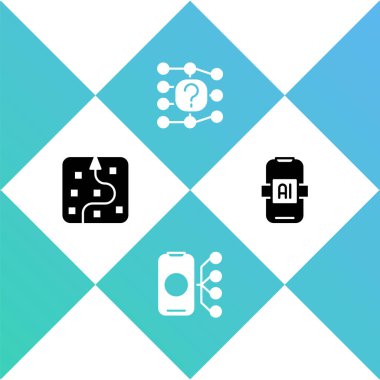 Sinirsel ağı ve Yapay Zeka Yapay Zeka simgesini ayarla. Vektör