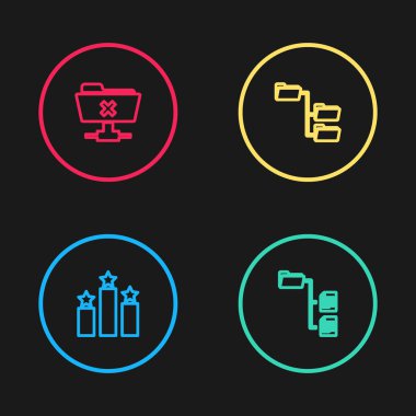 Satır Sıralama Yıldızı, Dizin Ağacı ve FTP işlem simgesini iptal edin. Vektör.