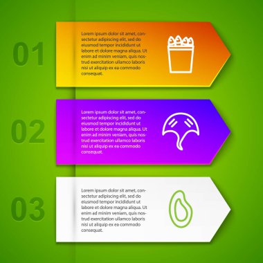 Balık dolu olta kovası, Stingray, midye ve ahtapot. Ticari bilgi şablonu. Vektör