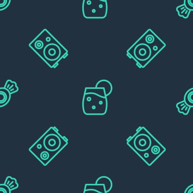 Çizgiyi Kokteyl, Stereo hoparlörü ve Candy 'yi kusursuz modda ayarla. Vektör