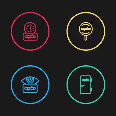 Hipnoz hattı, sigara içme alanı yok ve zaman ikonu. Vektör