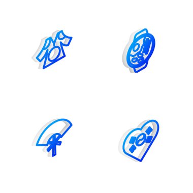 Isometric Line Ramen, Kimono, Geleneksel hayran ve Kore 'yi kalp ikonuyla sevin. Vektör