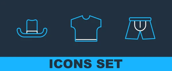 Set Line Men Underpants Man Hat Shirt Icon Vector — Stock Vector