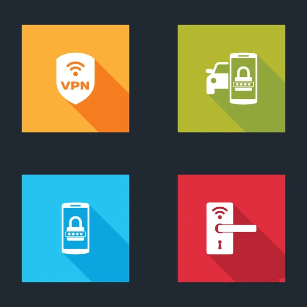 Set Shield Vpn Wireless Smart Car Security System Mobile Password — Stockový vektor