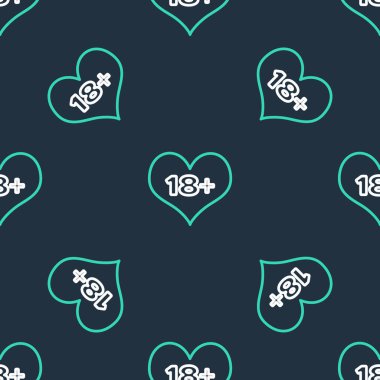 Satır 18 artı içerik ikonu siyah arkaplanda izole edilmiş kusursuz desen. Yetişkinlerin içeriği sadece simgedir. Vektör