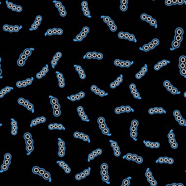 Yeşil bezelye ikonu siyah arkaplanda kusursuz desen izole etti. Vektör