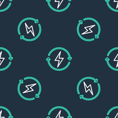 Çizgi şarj simgesi siyah arkaplanda izole edilmiş. Elektrik enerjisi işareti. Vektör